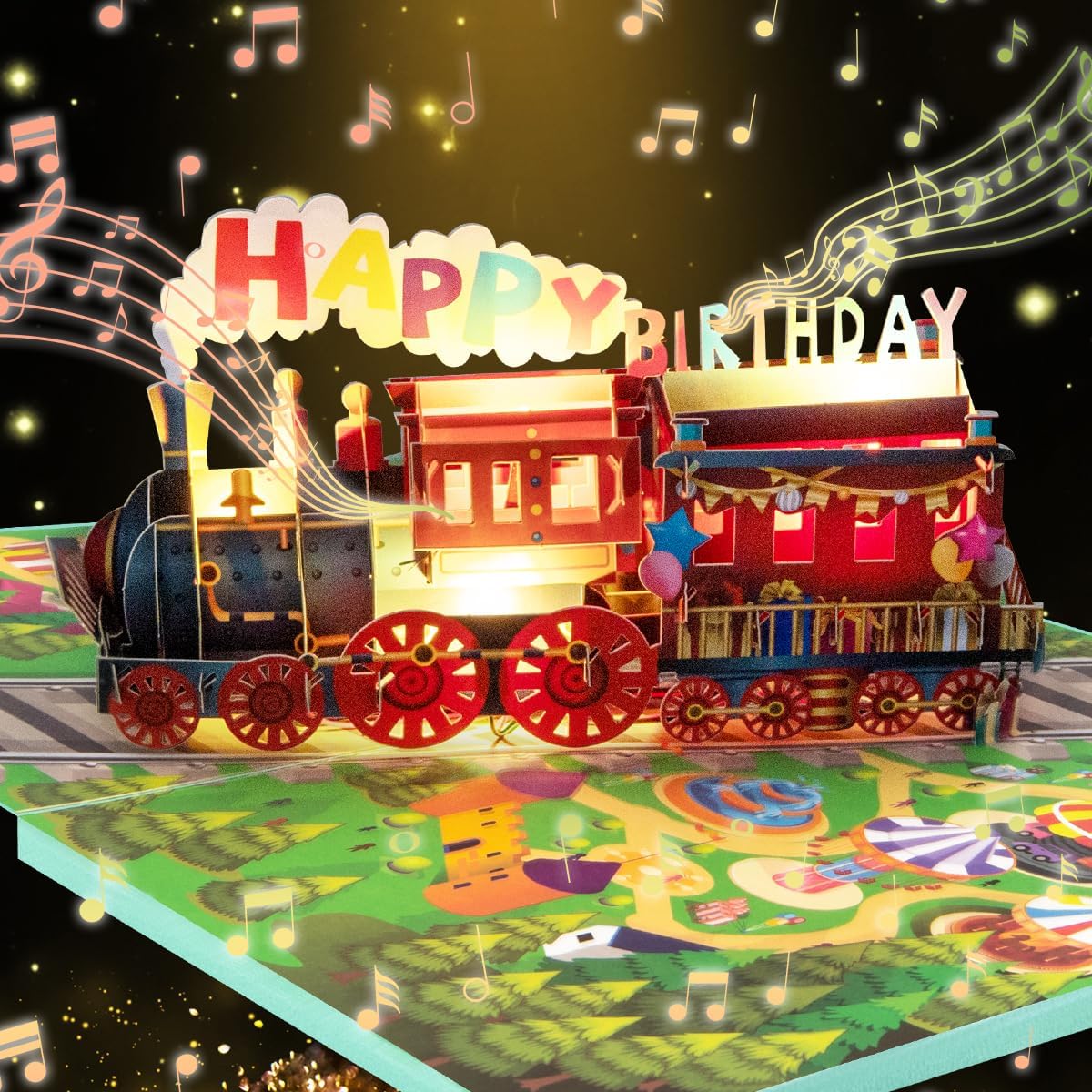 Detalle de CNLITIHEKA Musical Train Birthday Card