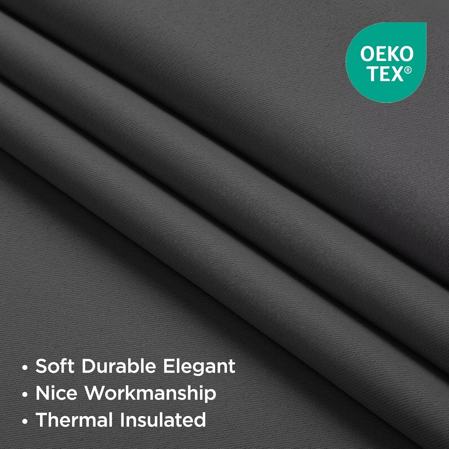 Detalle de Joydeco GD861 RBT Blackout Curtains, 108-Inch Dark Gray Polyester, 2 Panels