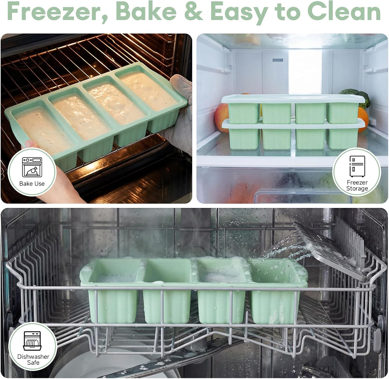 Detalle de 2 Pack Silicone Freezer Moulds for Batch Cooking: 1-Cup Soup Portions with Airtight Lids
