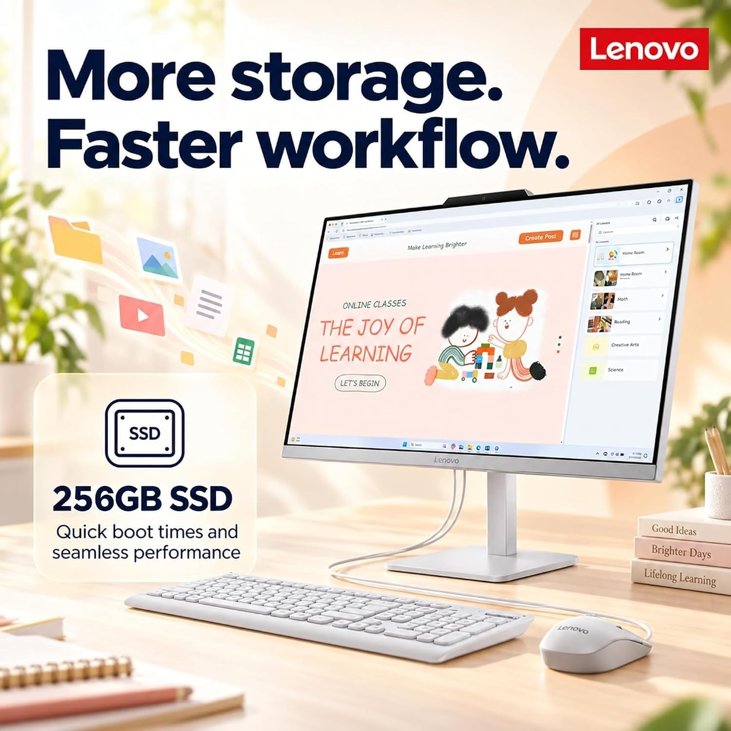 Detalle 2 de Lenovo IdeaCentre 24 FHD All-in-One PC, Intel N100, 16GB RAM, 256GB SSD