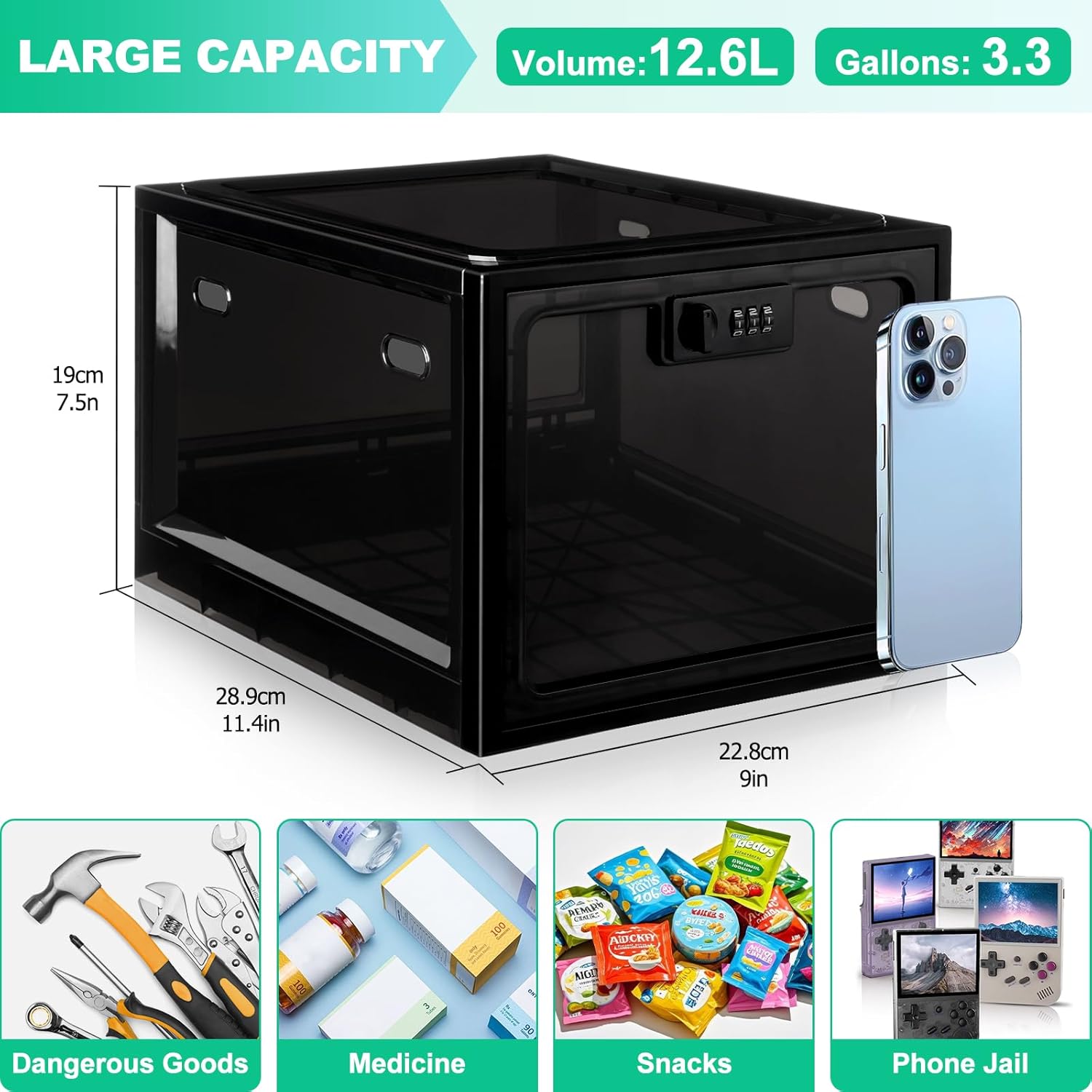 Detalle de Lockable Medicine Box with Code 12.6L