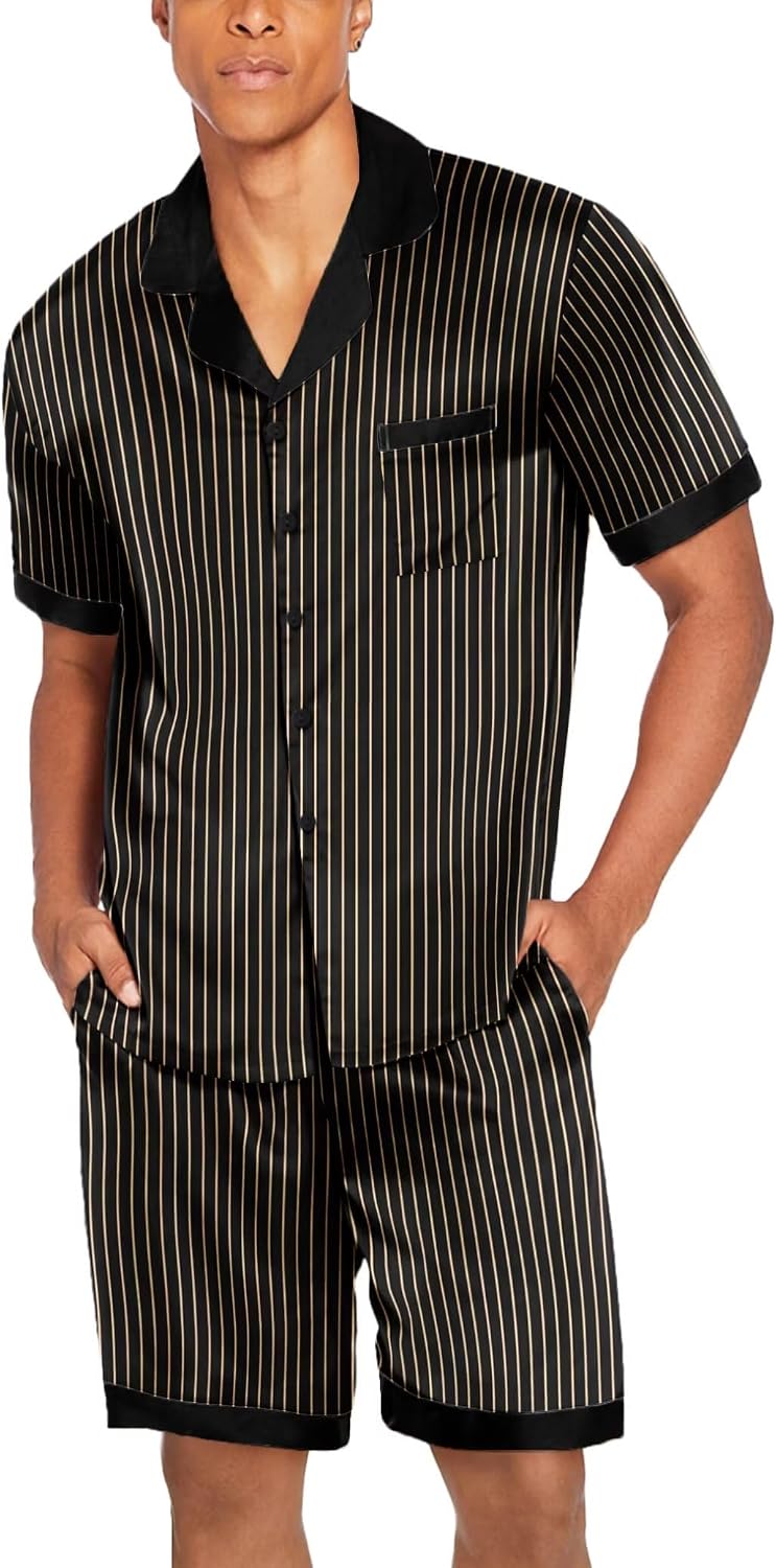 Detalle 1 de Ekouaer Men's Satin Pajama Set
