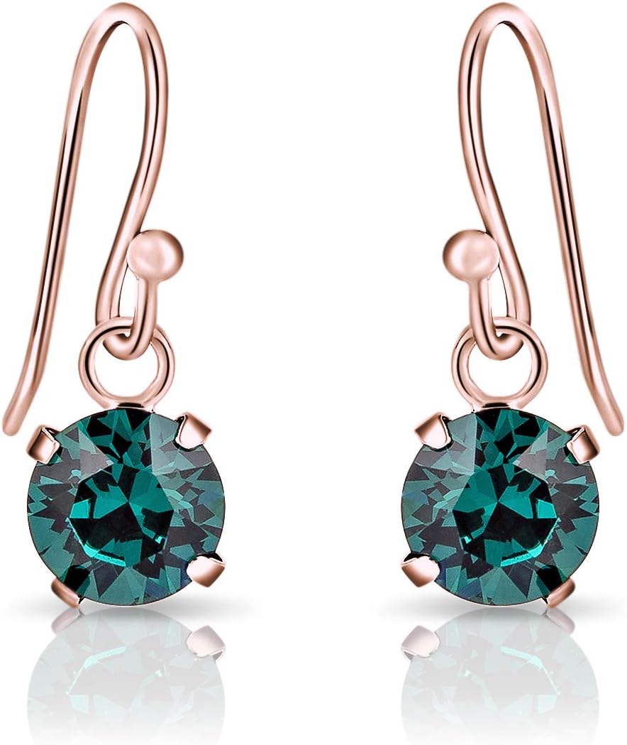 Thumbnail 5 de DTPSilver Damen Haken-Ohrringe aus 925 Sterling Silber rosévergoldet mit Swarovski Elements Kristallen – Ø 6 mm