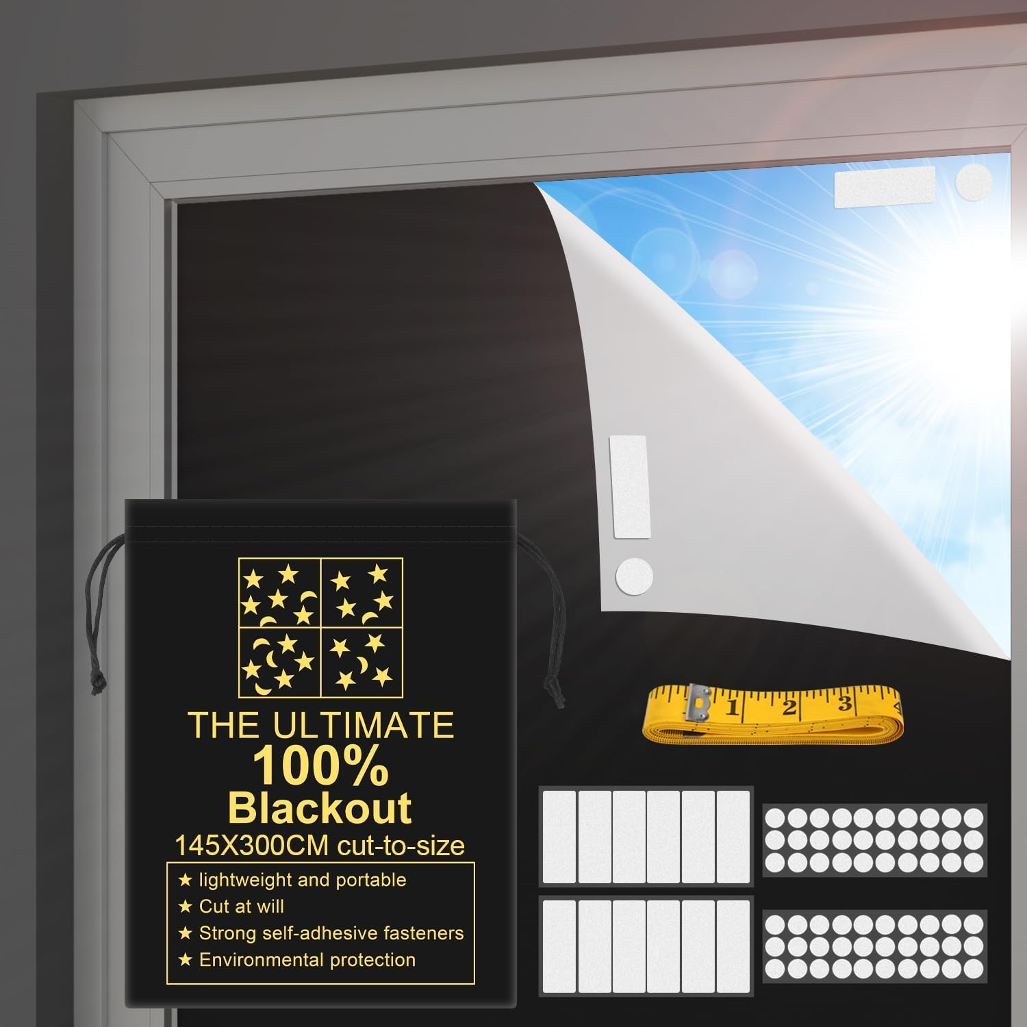 Detalle de RUseeN Blackout Window Shade, 118 x 57 Inches