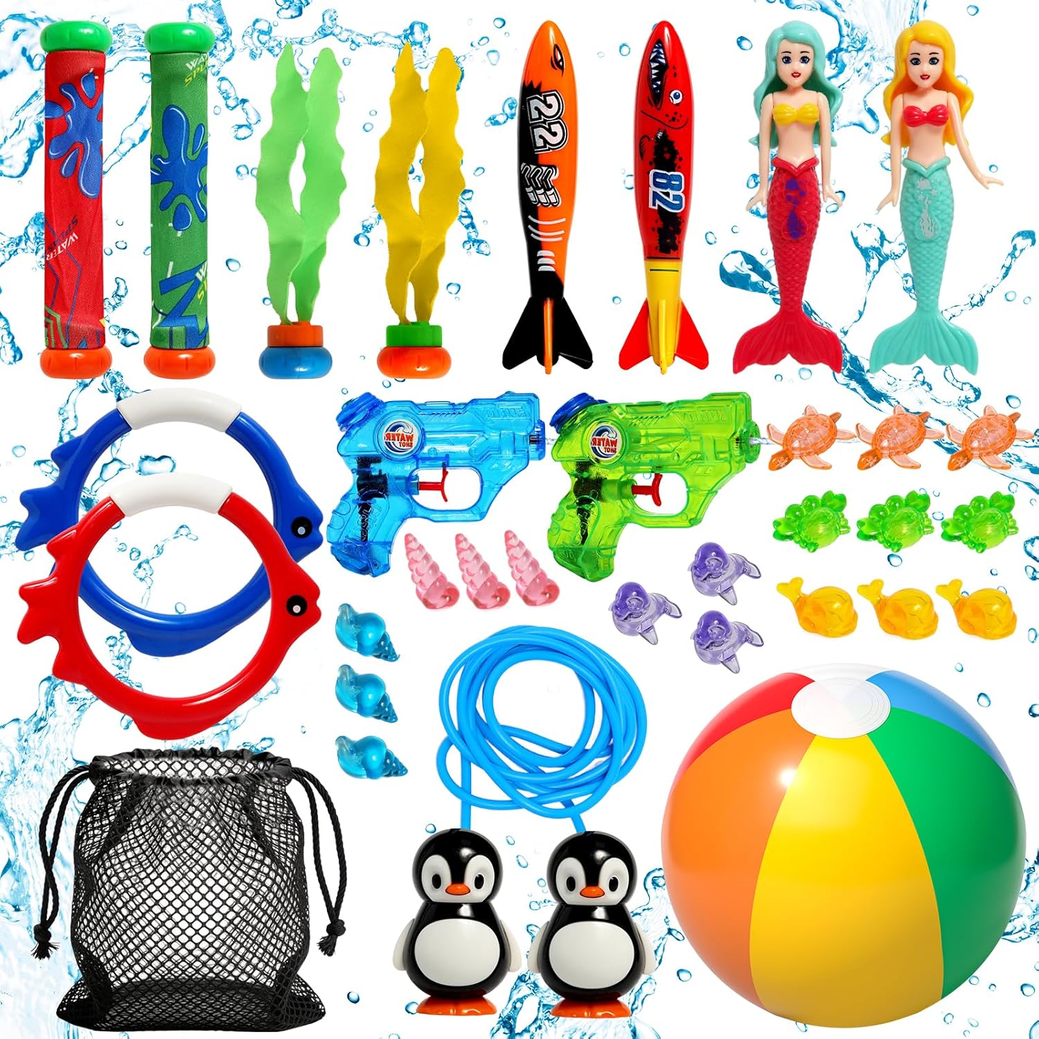 Detalle de Diving Pool Toys for Kids — 32-Piece Water Toy Set for Summer Fun