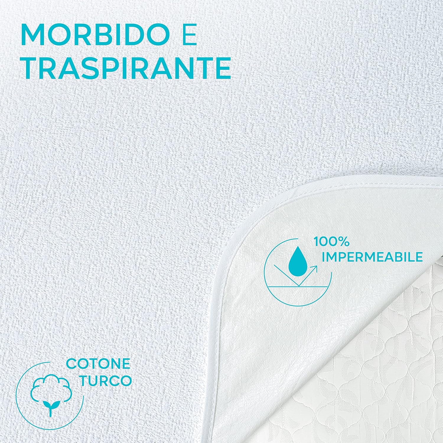 Thumbnail 3 de Twinzen coprimaterasso singolo impermeabile 70x200 cm in cotone traspirante con 4 angoli elasticizzati (certificato OEKO-TEX)