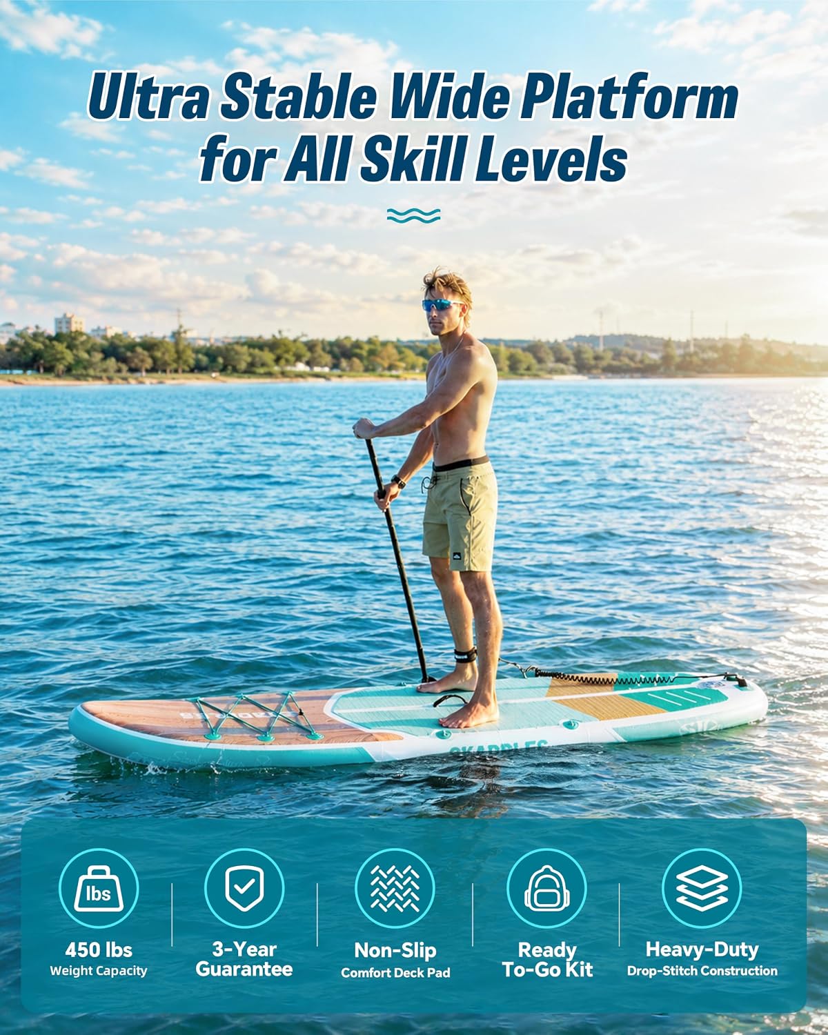 Detalle 2 de SKADDLES 10’6” Inflatable SUP with Complete Accessories Kit: Stability, Portability, and All‑Around Fun