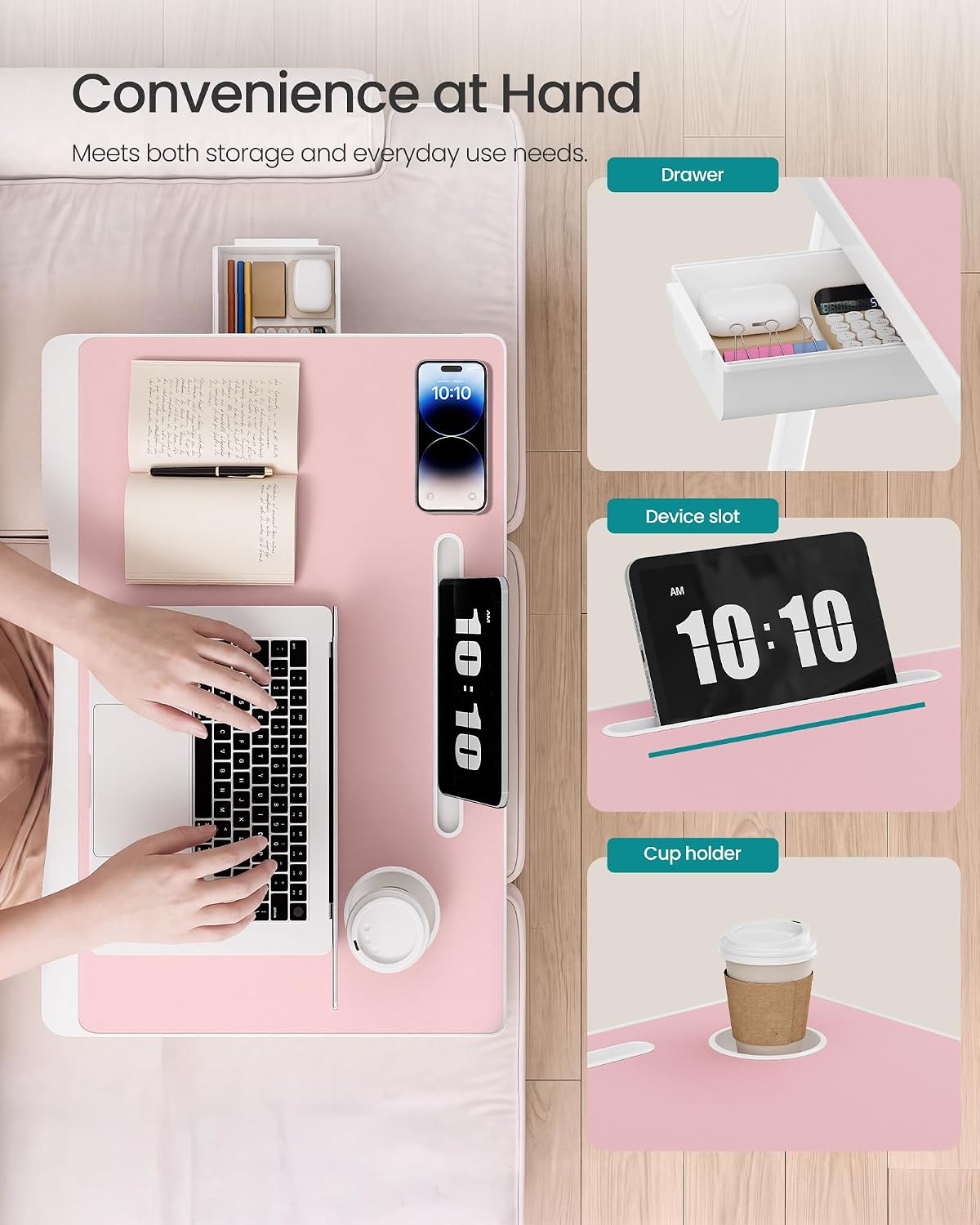 Thumbnail 5 de SONGMICS ULLD120S101 Foldable Lap Desk with Cup Holder and Tablet Slot