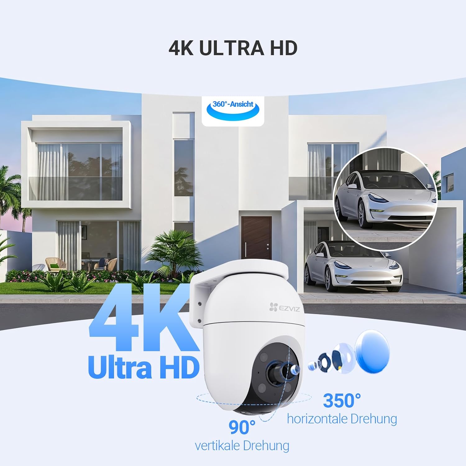 Thumbnail 2 de EZVIZ 4K Außenkamera mit WLAN, 360° PTZ und KI-Erkennung – C8c 4K (Version 2026)
