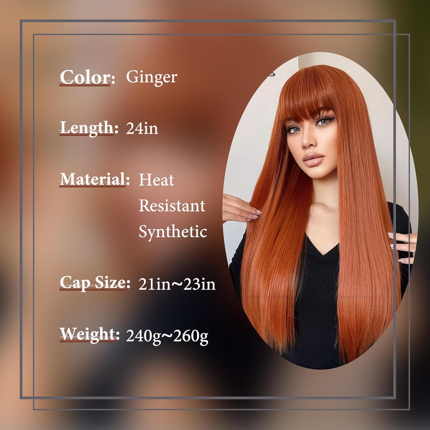 Detalle de Bkiyyi Long Straight Synthetic Wig, 24-inch