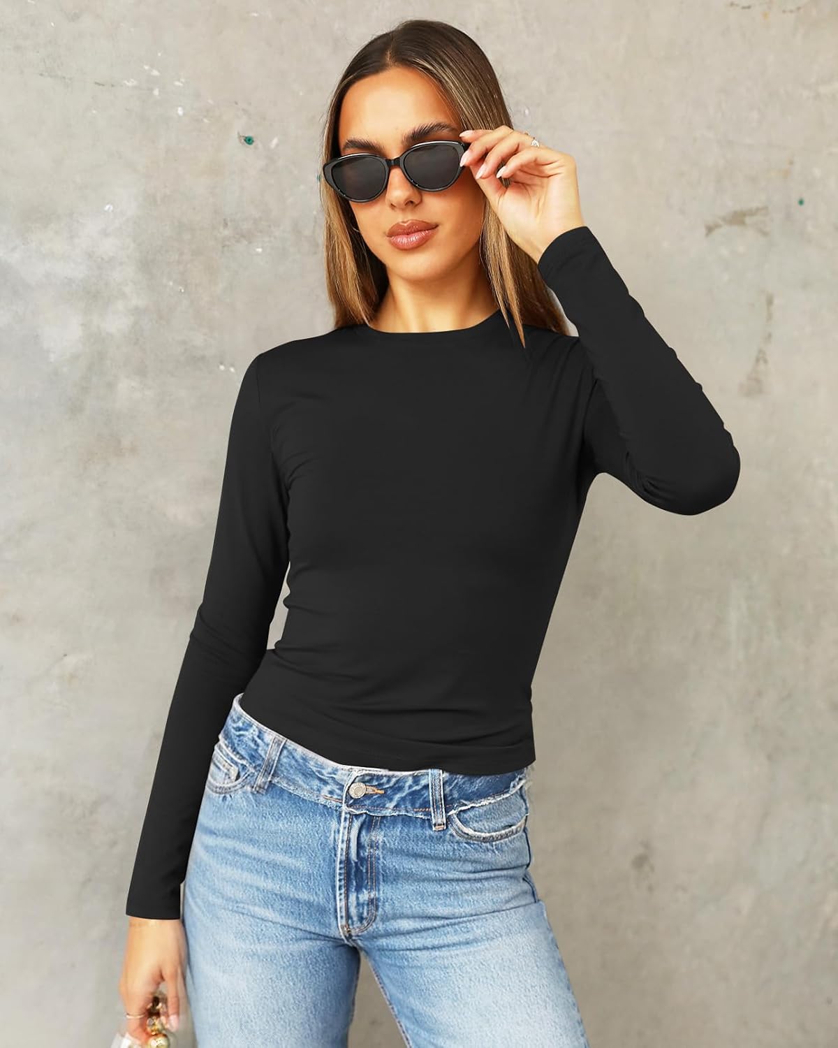 Detalle 2 de Abardsion Women’s Long Sleeve Crop Top Shirt (Slim Fit, Y2K-Style)