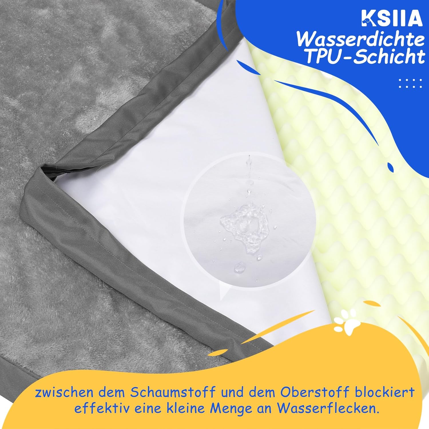 Thumbnail 6 de Orthopädisches Hundebett KSIIA für große Hunde (XXL), waschbar 120x75x9 cm in Dunkelgrau