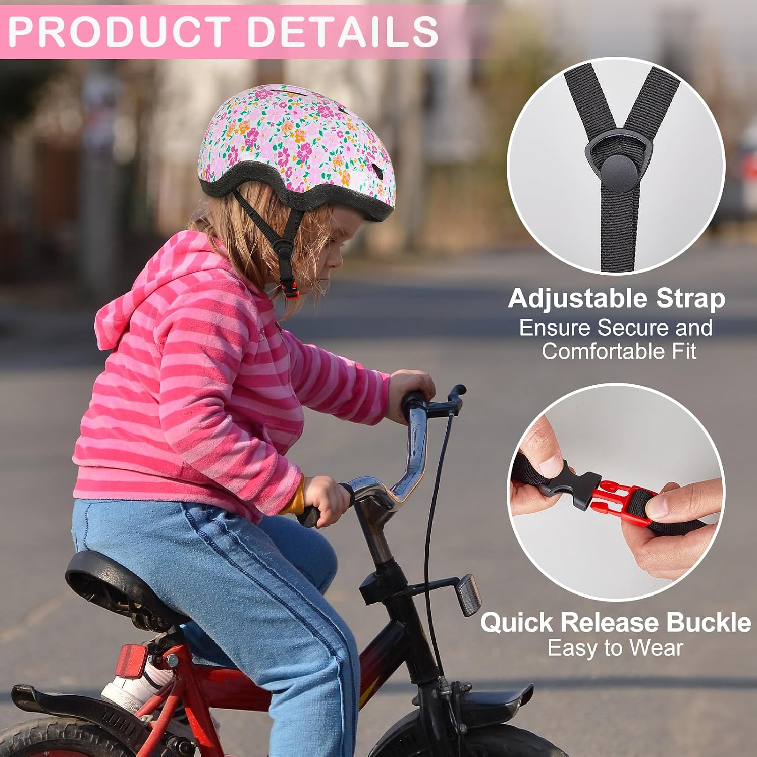 Detalle de MHJY Toddler Helmet: Adjustable 1–3 Years Bike, Scooter and Skateboard Helmet
