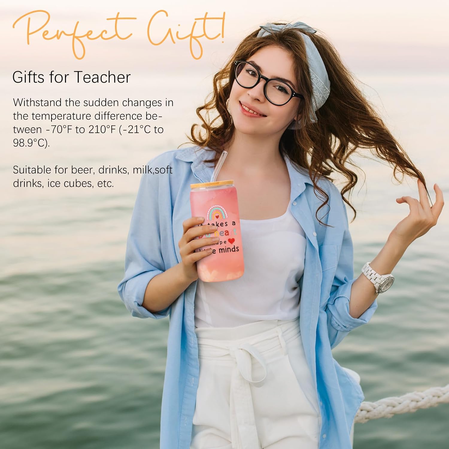 Detalle 2 de UAREHIBY Teacher Appreciation Gifts for Women — Bulk Gift Set with Crochet Sunflower, Glass Jar, Candles, Socks, Soap, Bracelet, Markers, and Card