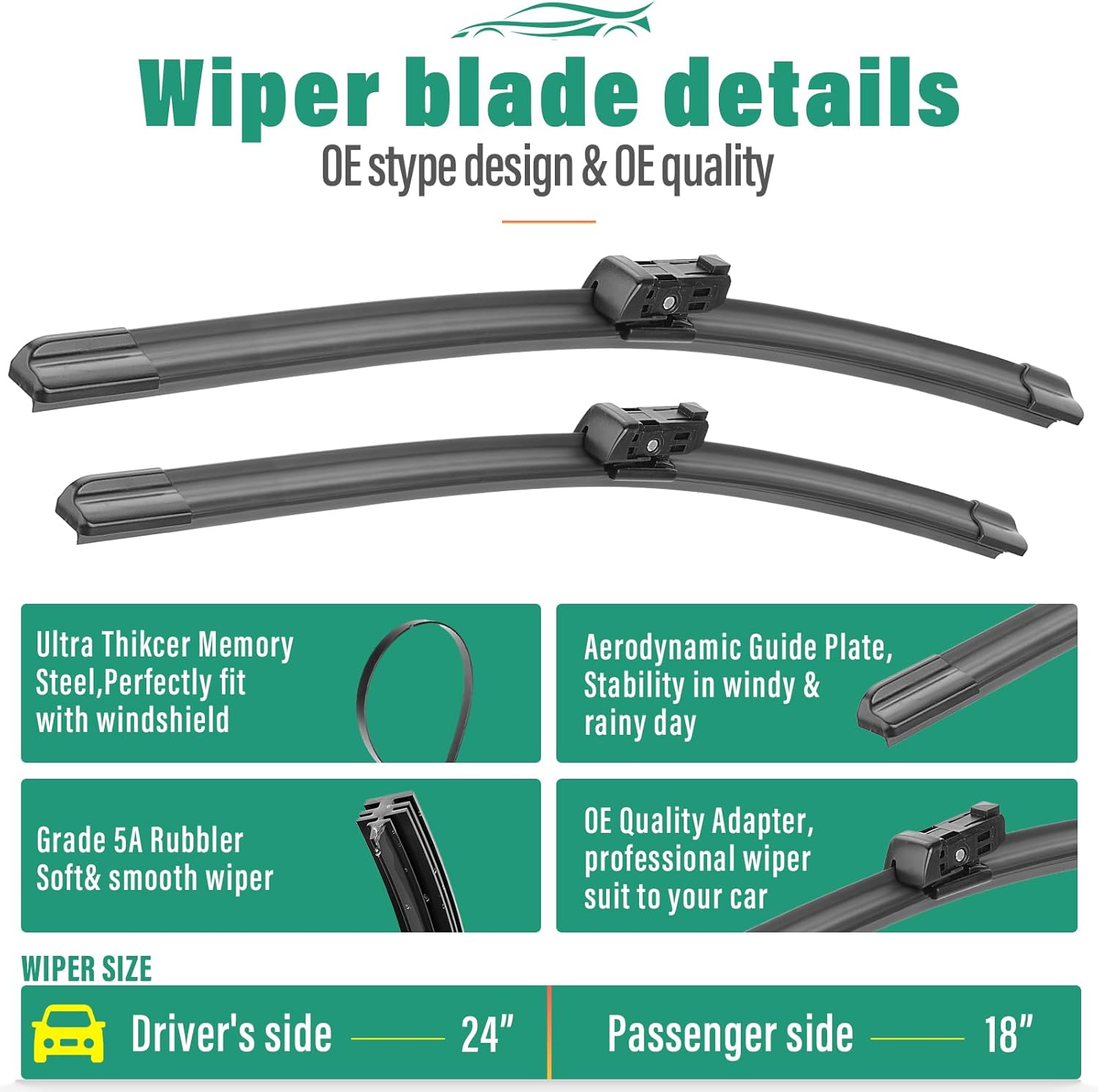 Detalle de Chevy Trailblazer 24/18/11 in Wiper Set