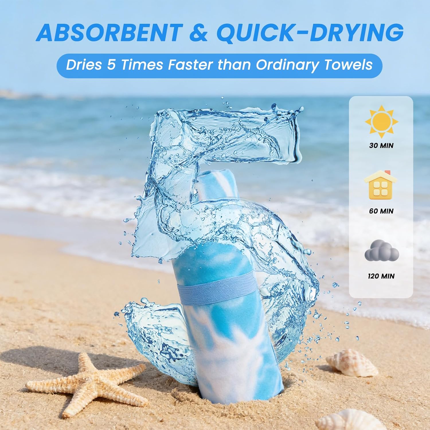 Thumbnail 3 de Microfibre Beach Towels for Adults – 2 Pack, Extra Large 180x90cm