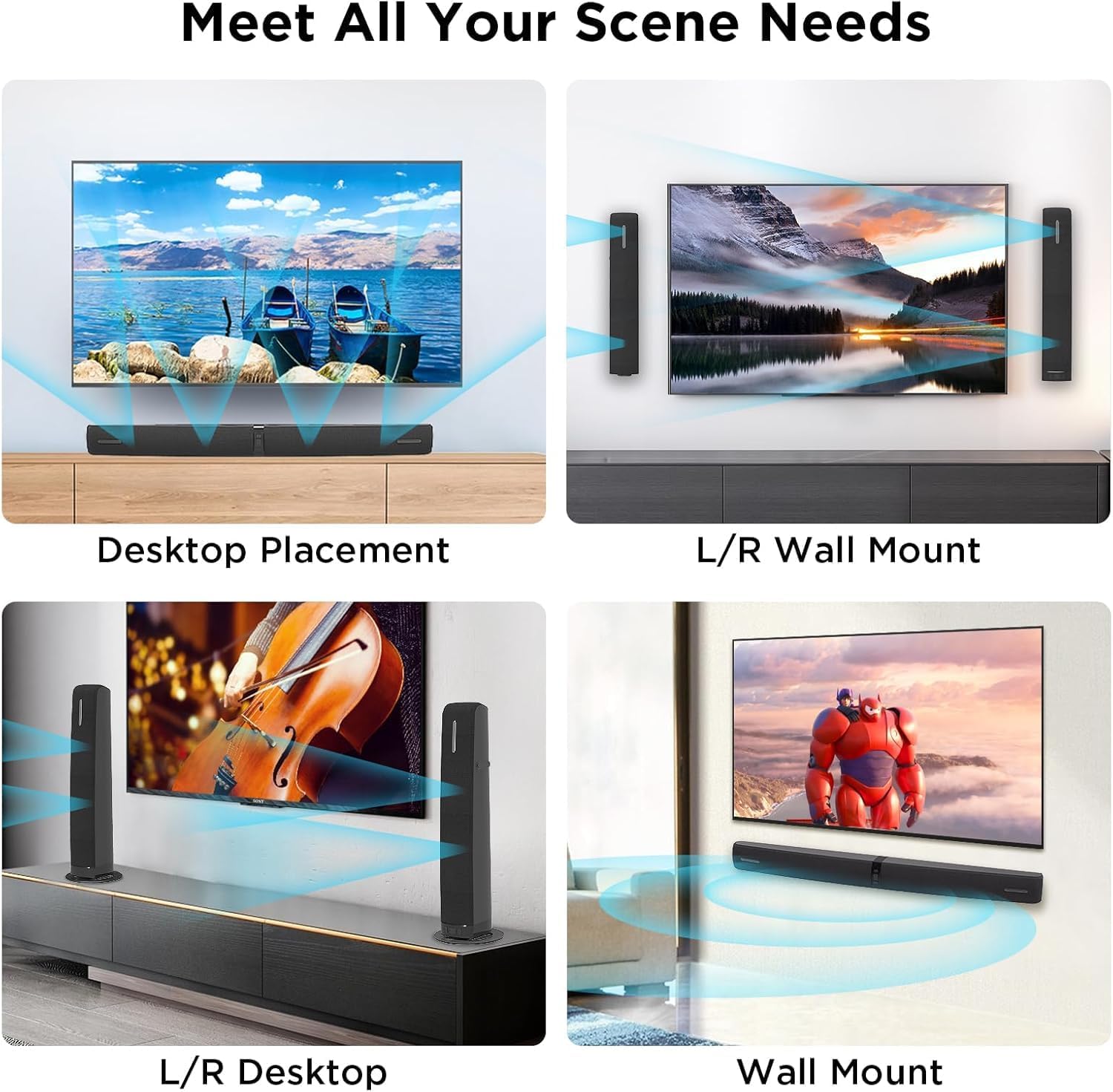 Detalle de Vecibel Soundbar for TV: 90W 2-in-1 Detachable Sound Bar with Auto Volume Boost