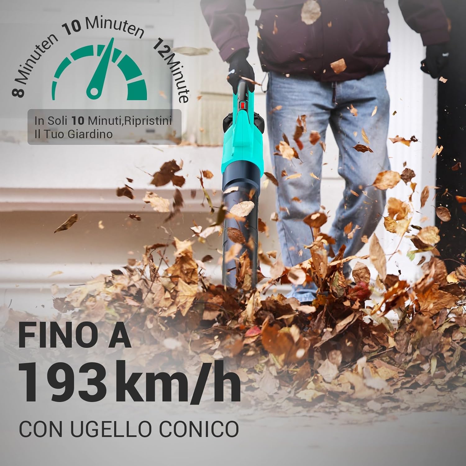 Thumbnail 3 de DCA Soffiatore per foglie a batteria 20V con motore brushless, 820 m³/h e velocità variabile (batteria 4.0Ah inclusa)