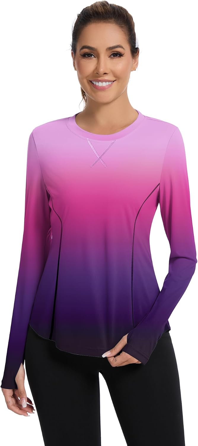Detalle de Avoogue Women UPF 50+ UV Shirt Long Sleeve with Thumb Holes – Quick-Dry Athletic Top
