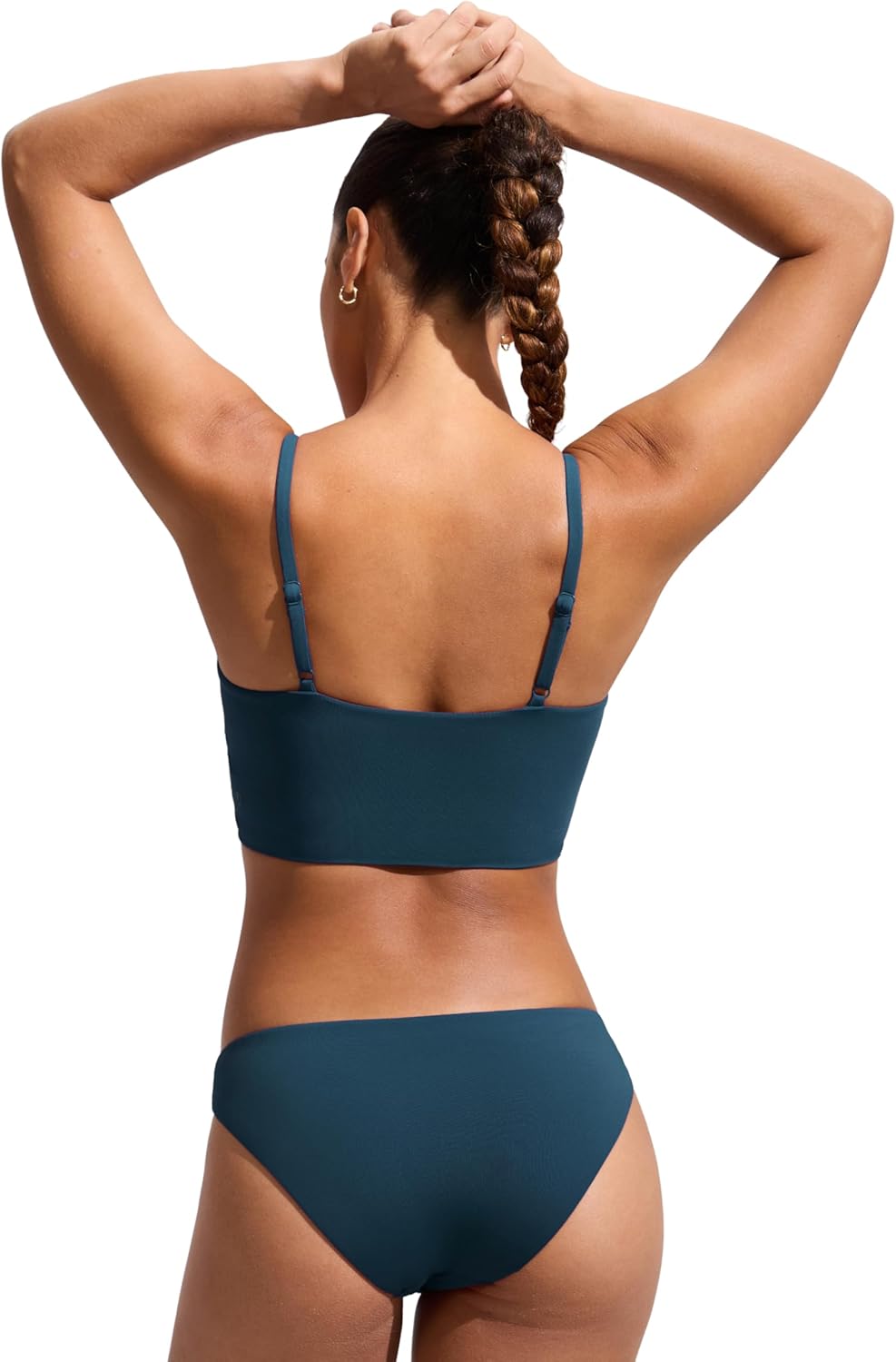 Detalle 2 de CRZ YOGA Top Bikini da Donna con Spallini Regolabili e Scollo a V – Comfort e Versatilità per il Bagno