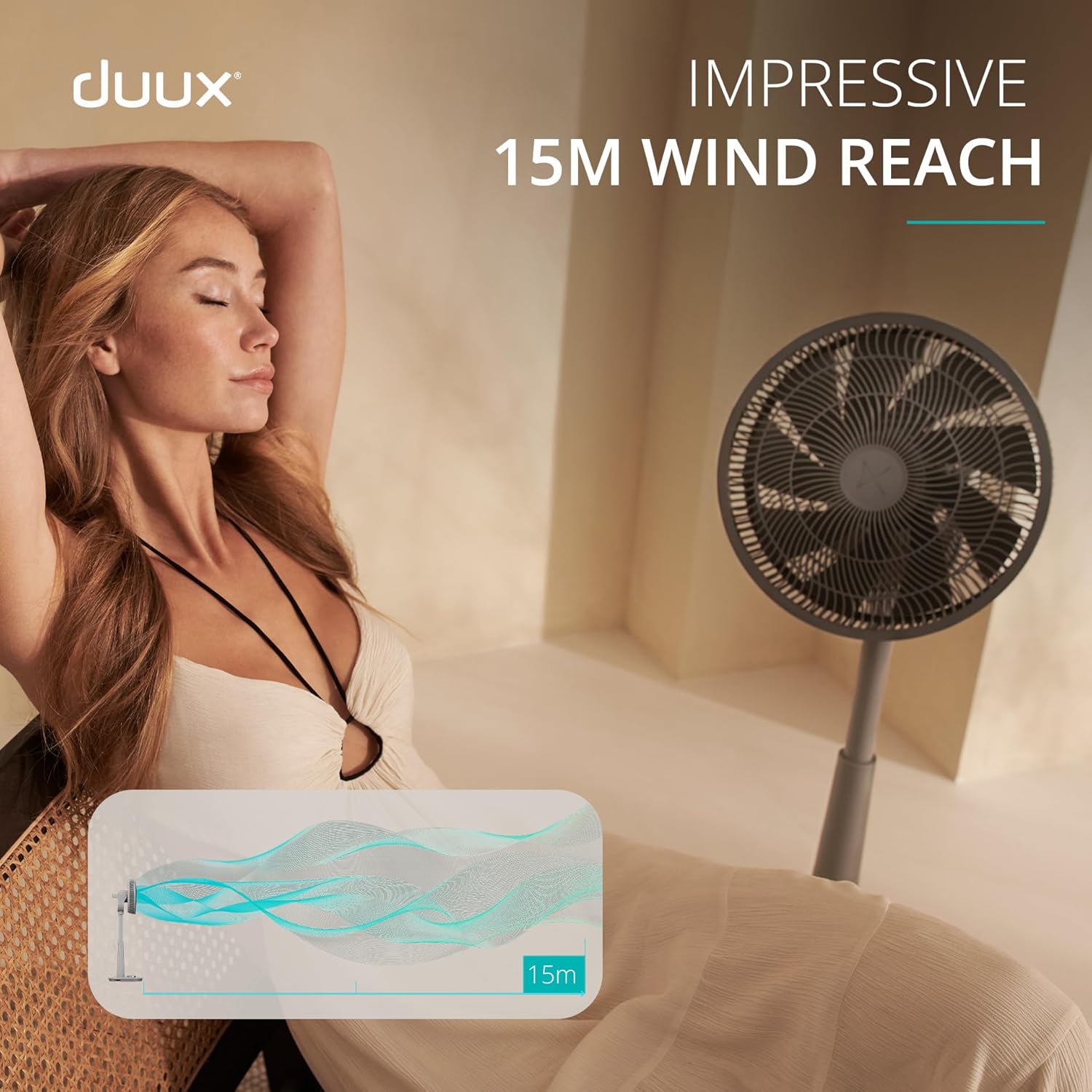 Detalle de Duux Whisper 3 Standing Fan – 13dB, 26 speeds, height-adjustable with remote