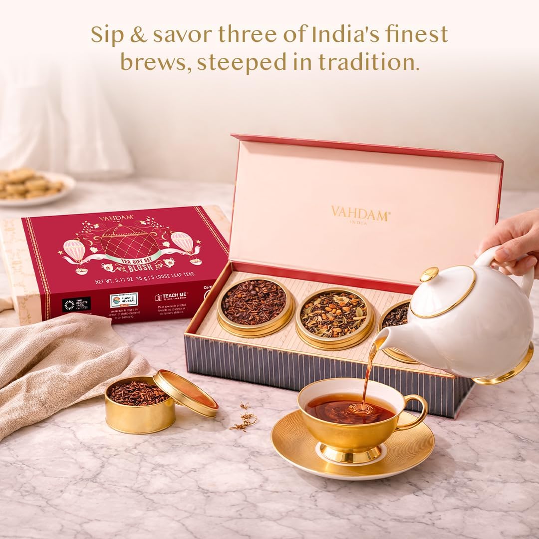 Thumbnail 6 de VAHDAM, BLUSH – Coffret cadeau de thés assortis de qualité supérieure (3 thés en vrac, 90 g)