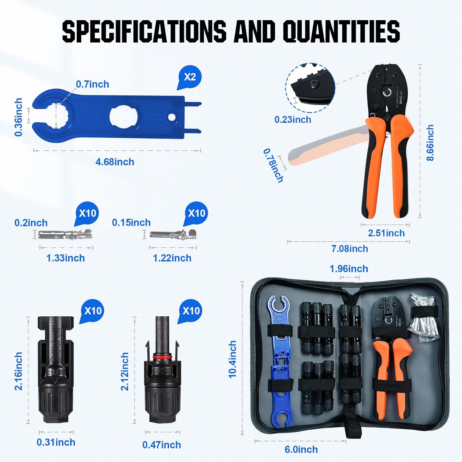 Detalle de ECO-WORTHY Solar Crimper Tool Kit (13-Piece) with Connectors and Spanner Wrenches