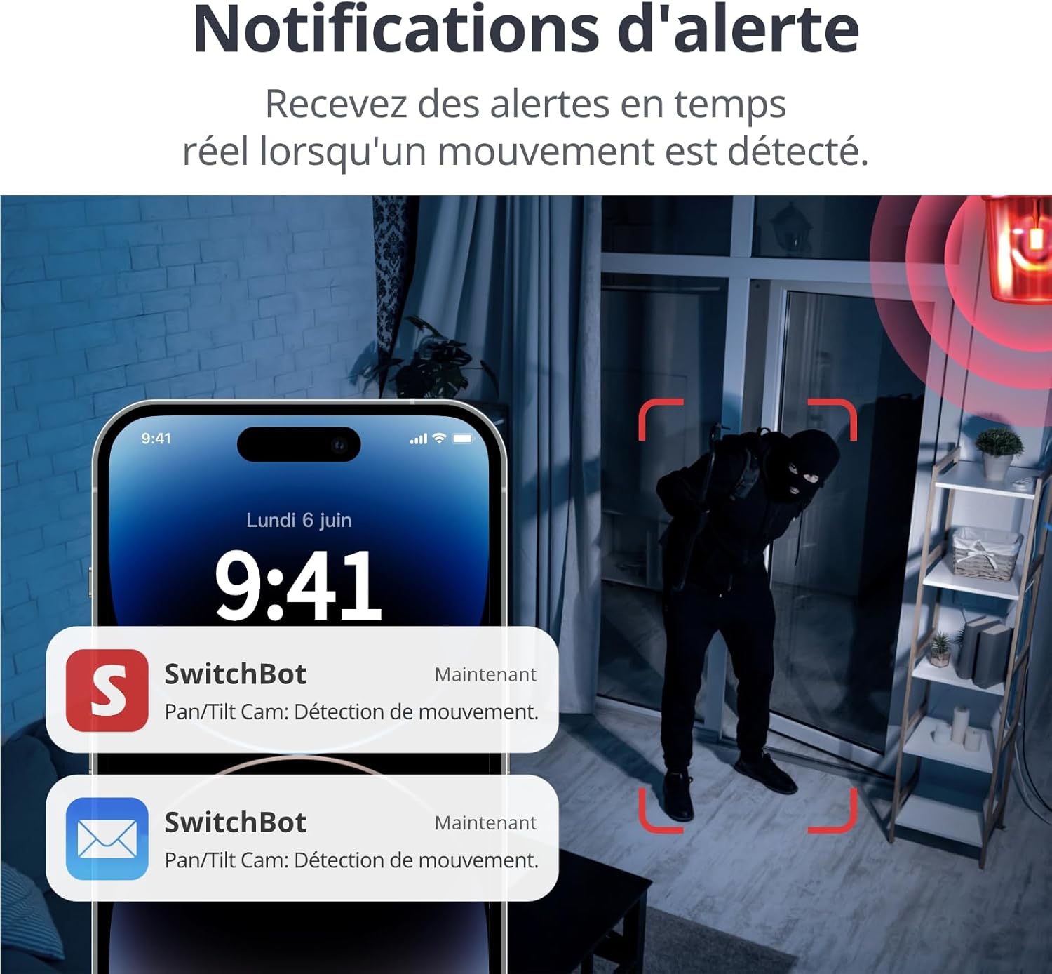 Thumbnail 4 de SwitchBot Caméra de sécurité intérieure 5 MP Pan/Tilt 3K, Wi‑Fi 2,4 GHz, suivi 360°, mode privé et vision couleur (compatible Alexa)