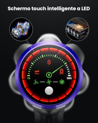 Detalle de Aspirapolvere Senza Fili Avalsor 50KPa 650W - Autoposto, 65 Min di Autonomia, LED e Antigroviglio