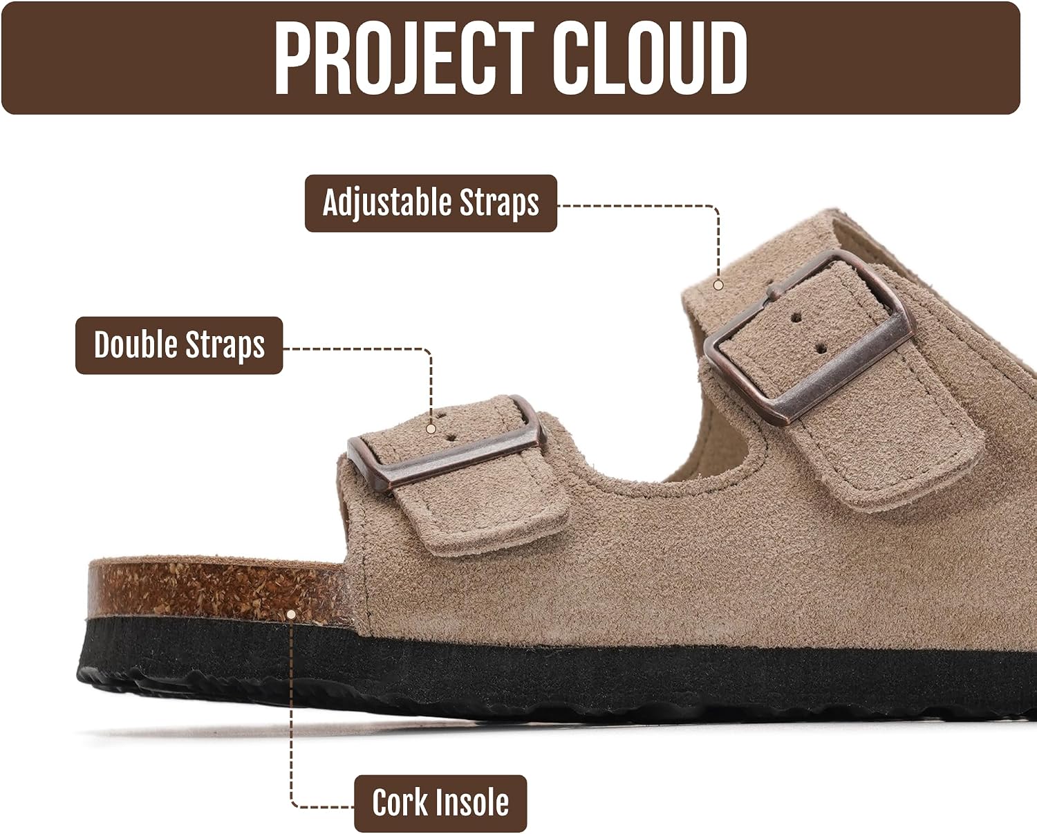 Detalle de Project Cloud: Women's Leather Sandals with Memory Foam Insole