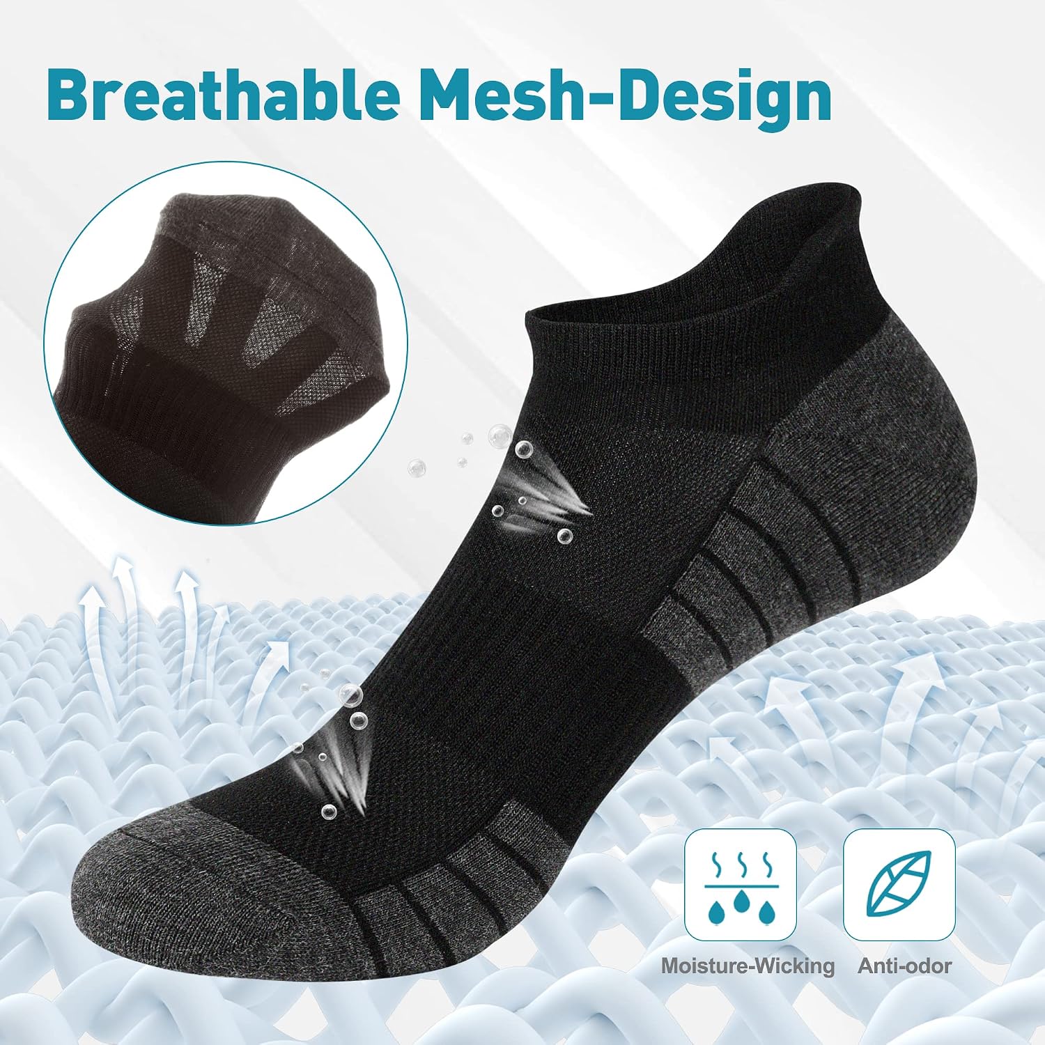 Thumbnail 2 de HIYATO 10 Paar Sneaker Socken (Herren & Damen) – atmungsaktive Kurz- und Laufsocken aus Baumwolle