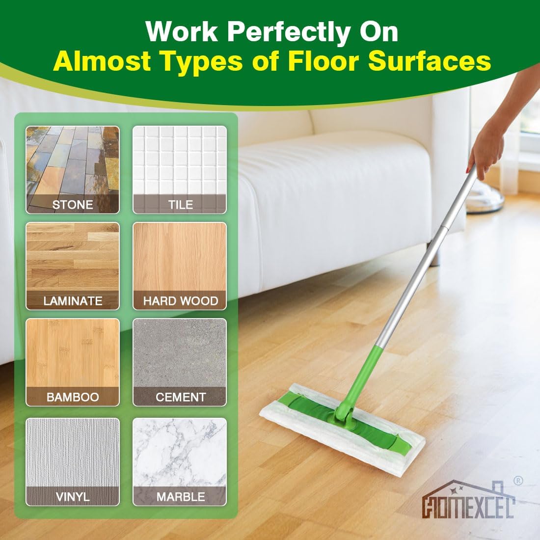 Thumbnail 6 de HOMEXCEL Trockenkehrtücher für Swiffer Sweeper – 64 Einweg-Staubwedel-Nachfüllungen