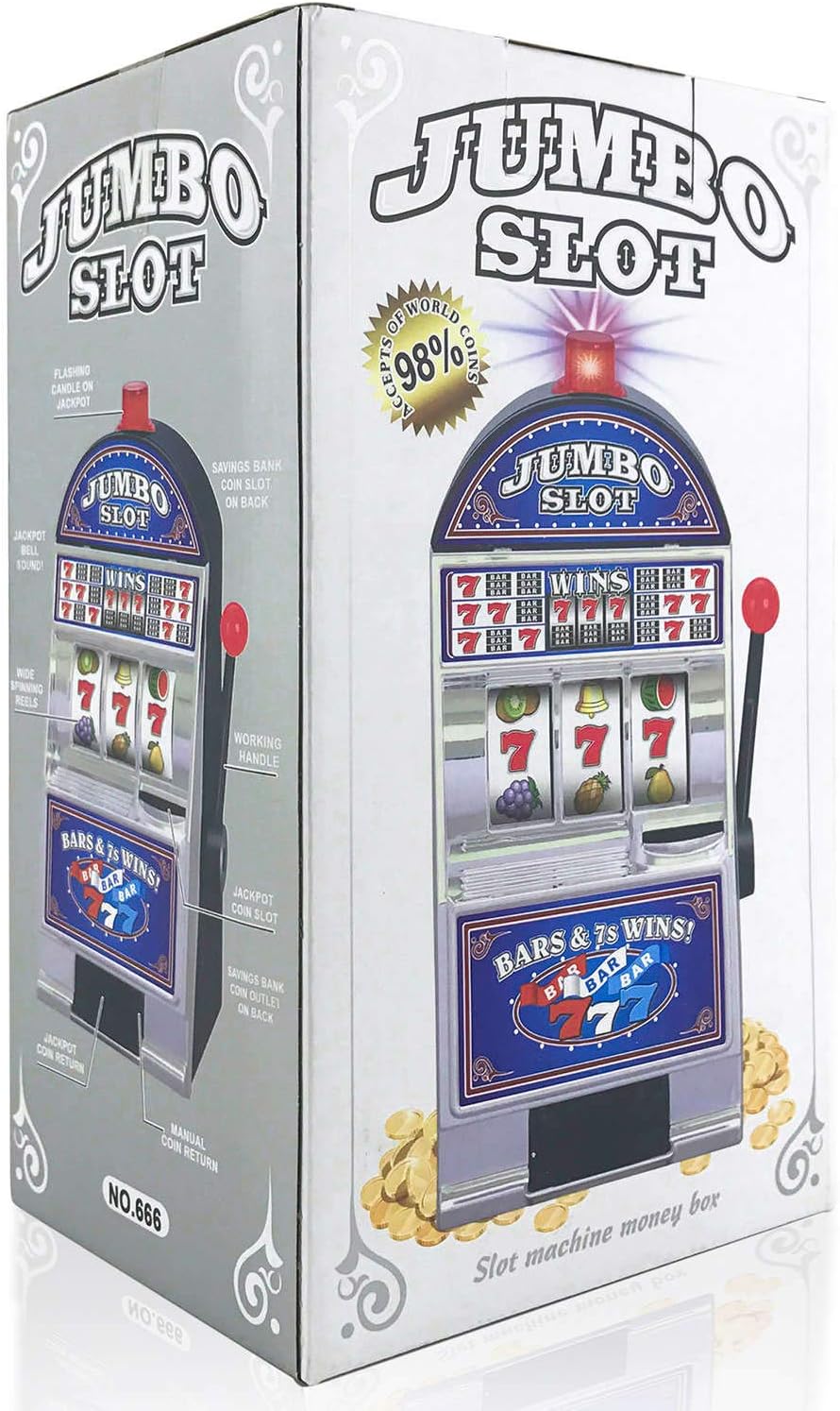 Detalle de GOODS+GADGETS Bandit Manchot - Machine à sous jouet avec sons, lumière et tirage de pièces