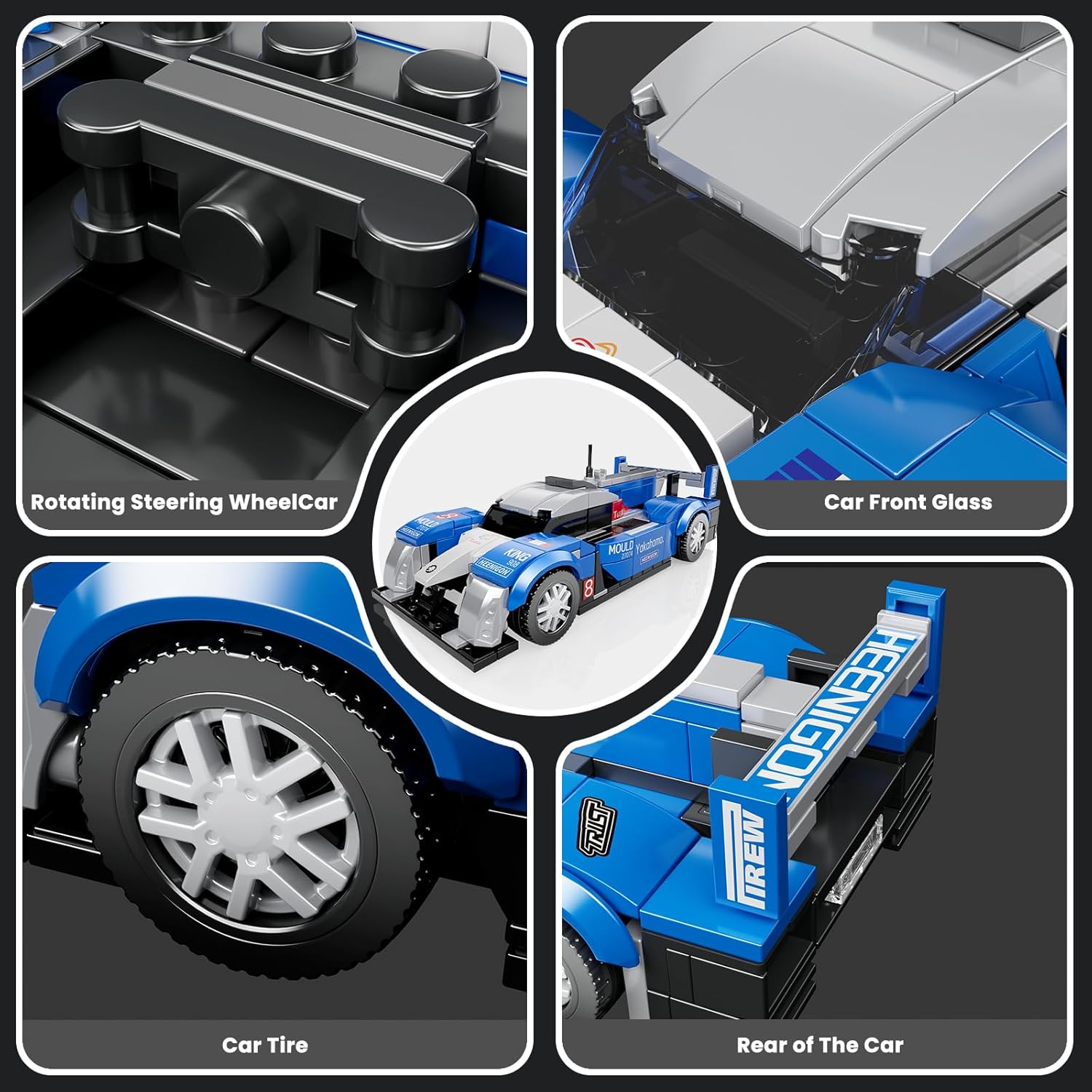 Thumbnail 6 de Mould King 27074 Technik Speed Champion Klemmbausteine Auto – Supersportwagen mit Vitrine (353 Teile)