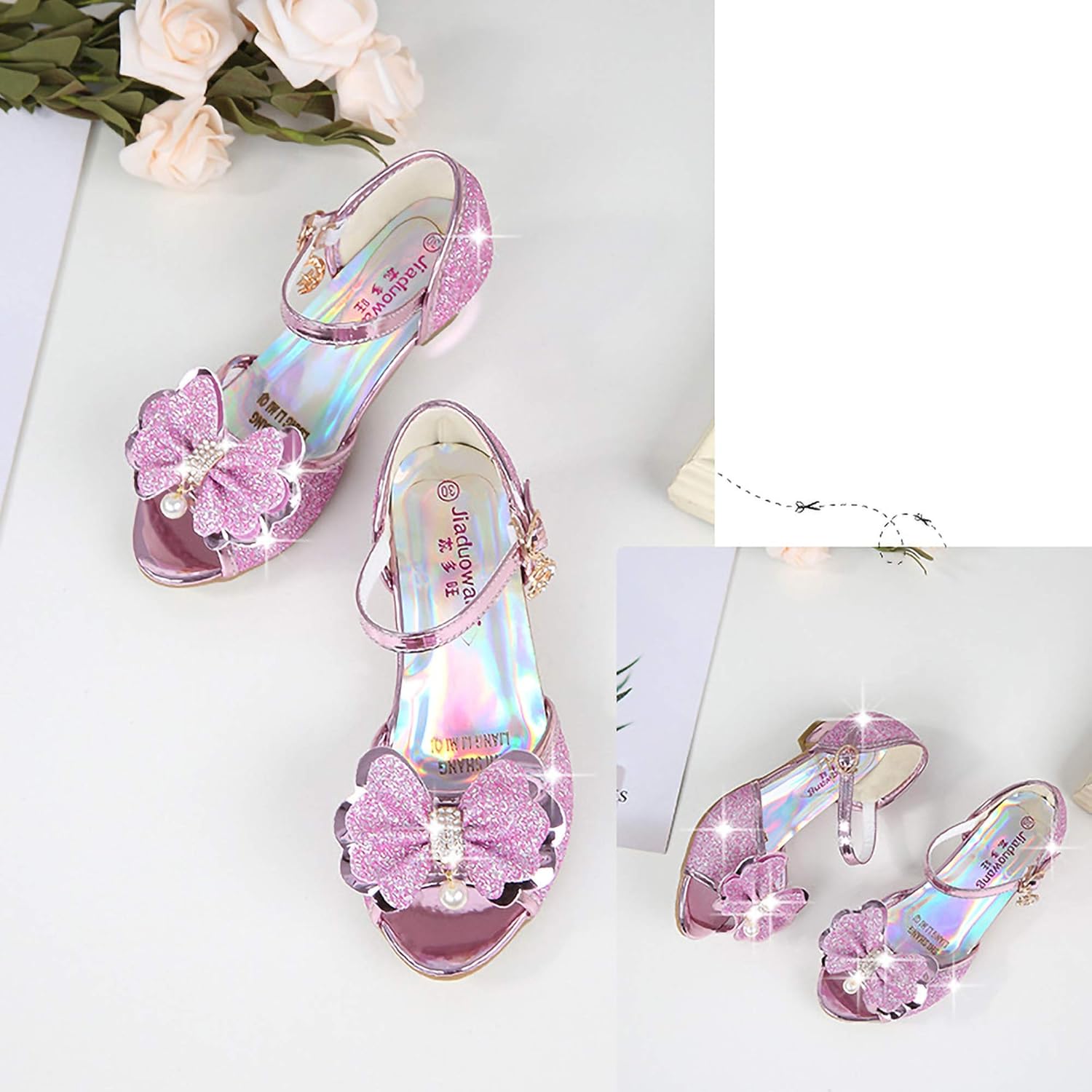 Thumbnail 3 de New front – Chaussures à talon haut danseuses pour fille, sandales à strass avec fermeture Velcro