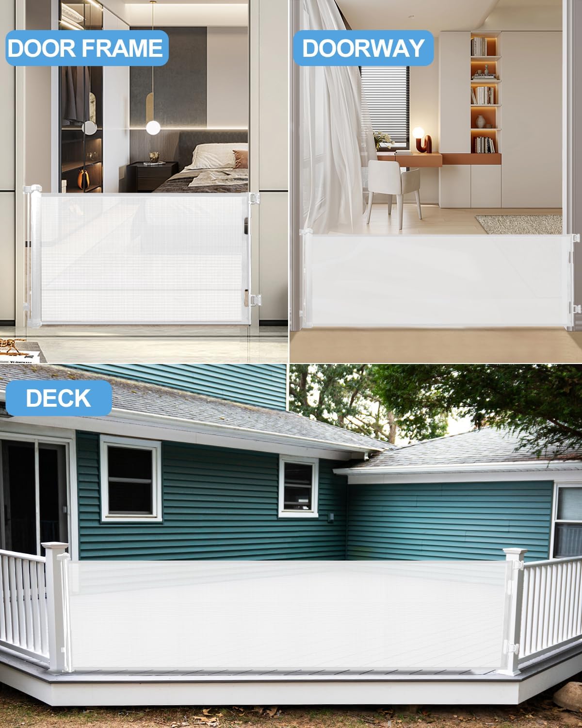 Thumbnail 6 de Lexixi ibao Retractable Mesh Baby & Dog Gate (86cm tall, extends up to 300cm wide) – White