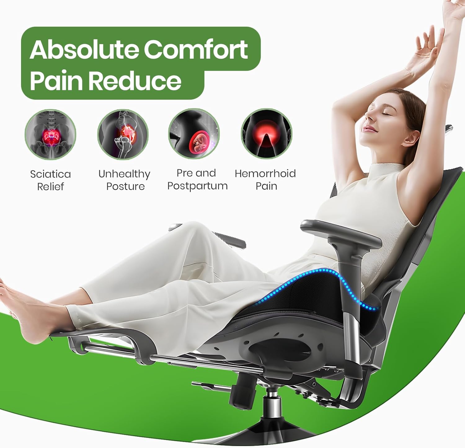 Detalle 2 de A-Pce Memory Foam Coccyx Seat Cushion for Tailbone Relief