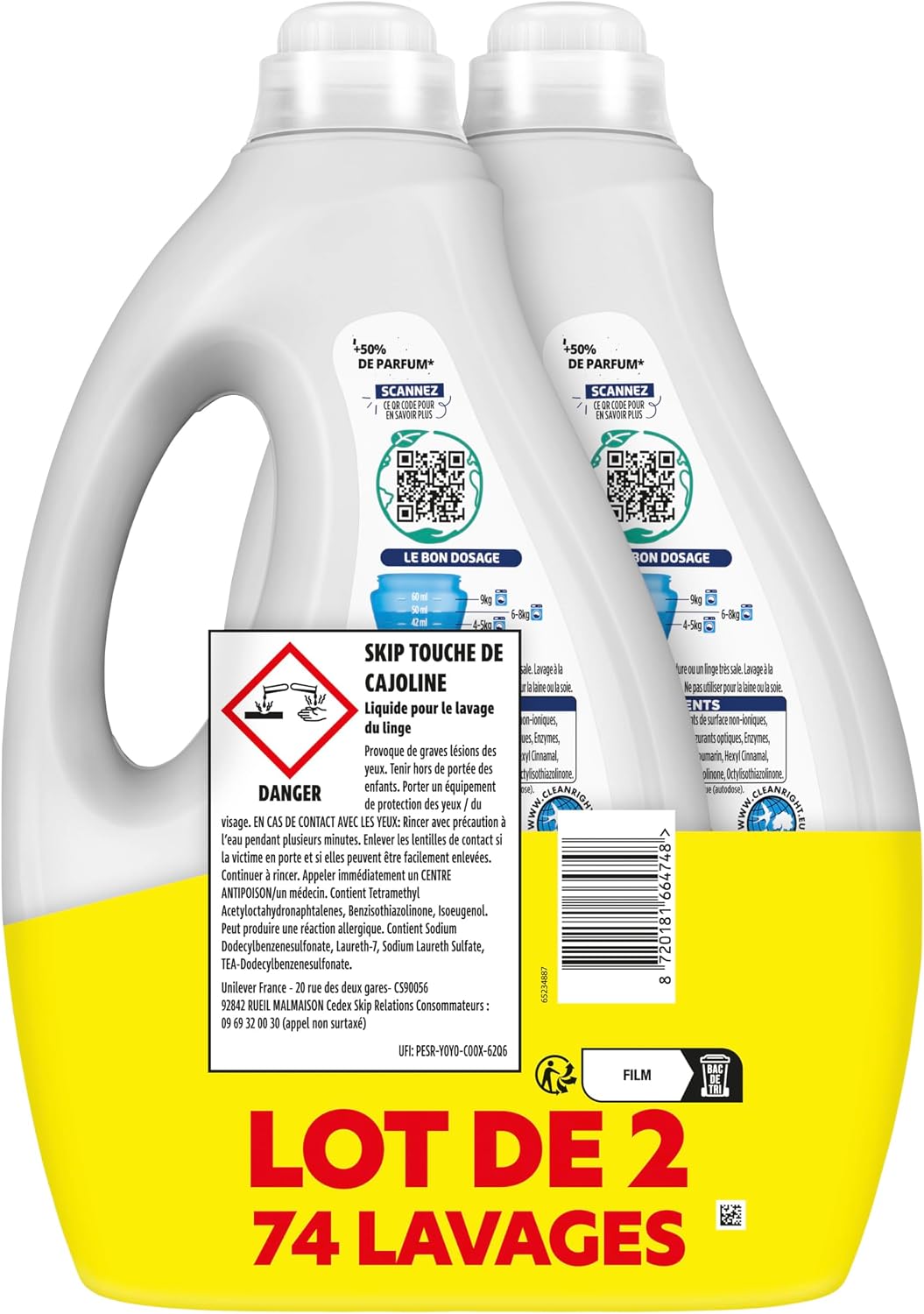 Thumbnail 2 de Skip Lessive Liquide Touche de Cajoline – 74 lavages, parfum durable et efficacité sur les taches