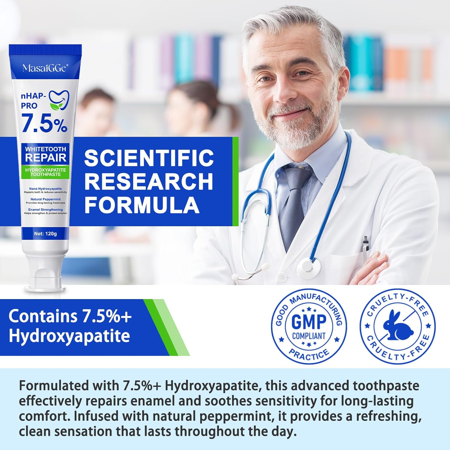 Detalle de Dentifricio Idrossiapatite 7,5% 120 g per smalto