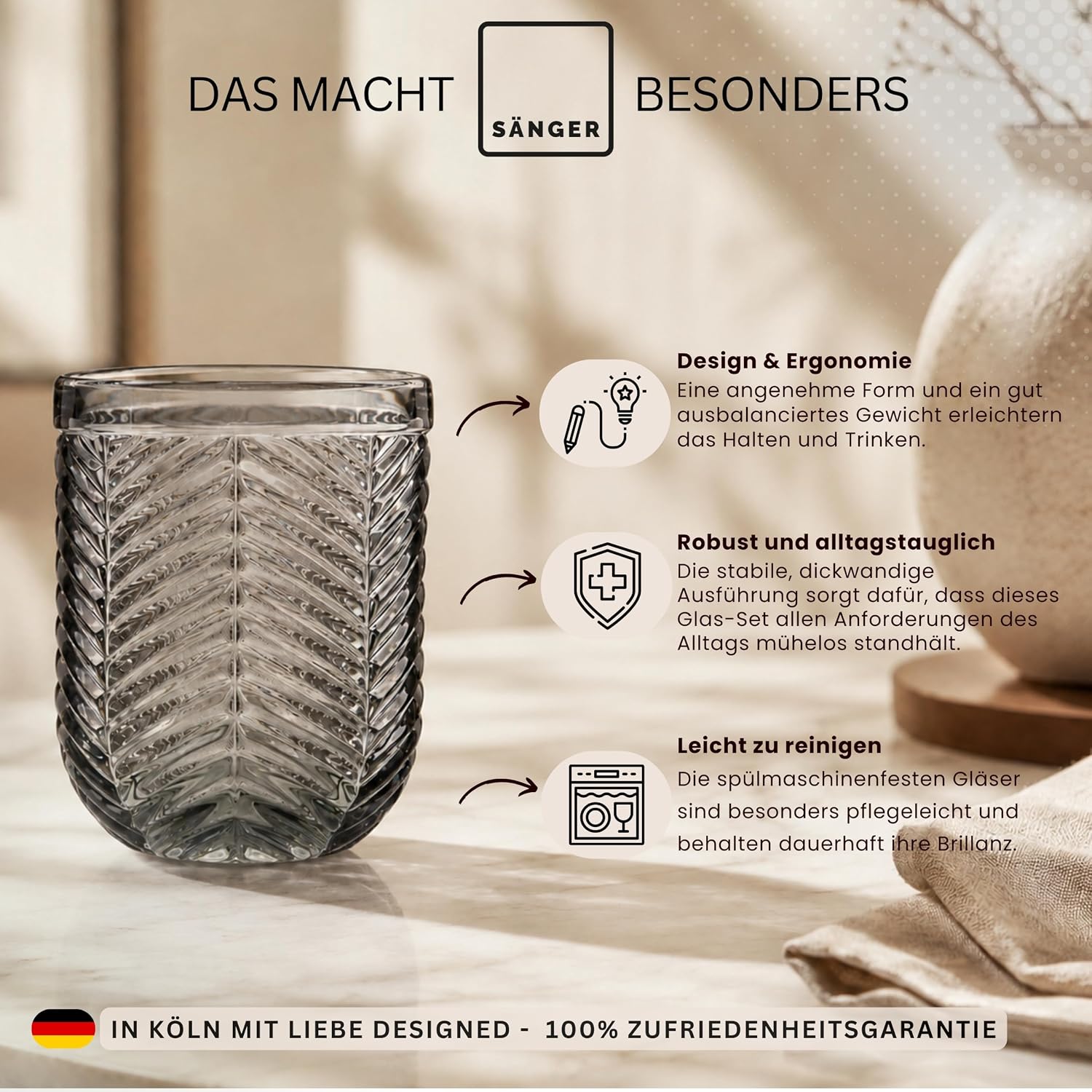 Detalle de Sänger Trinkgläser Porto 310 ml Set für 6 Personen