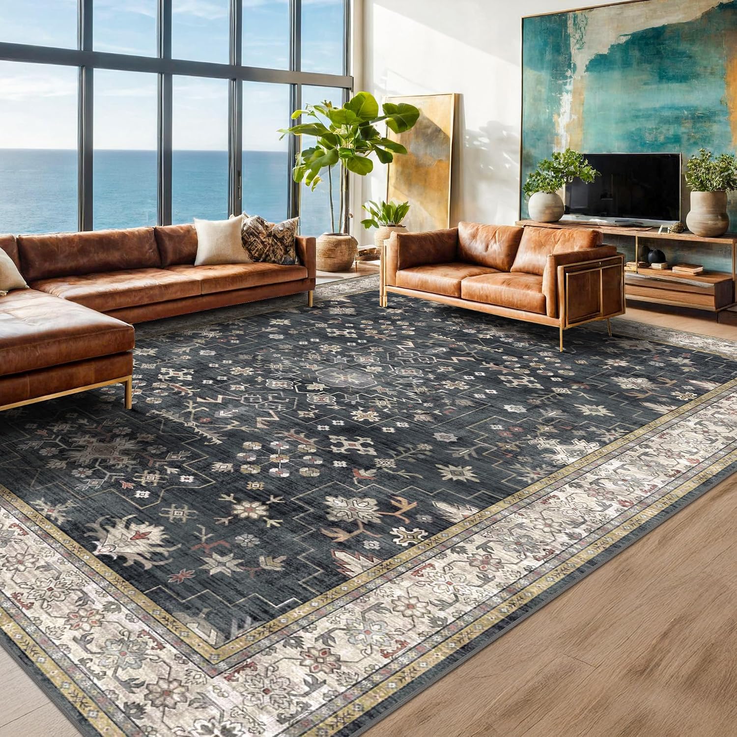 Detalle de Hazo Haus Boho Black Rug 10x14 ๐ก