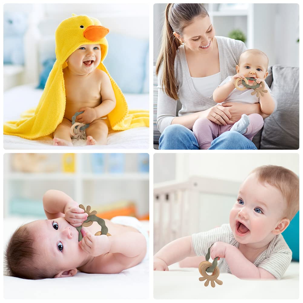 Thumbnail 6 de Vicloon Beißring für Babys aus Silikon & Holzringe (BPA-frei) – Zahnungshilfe ab 3 Monaten