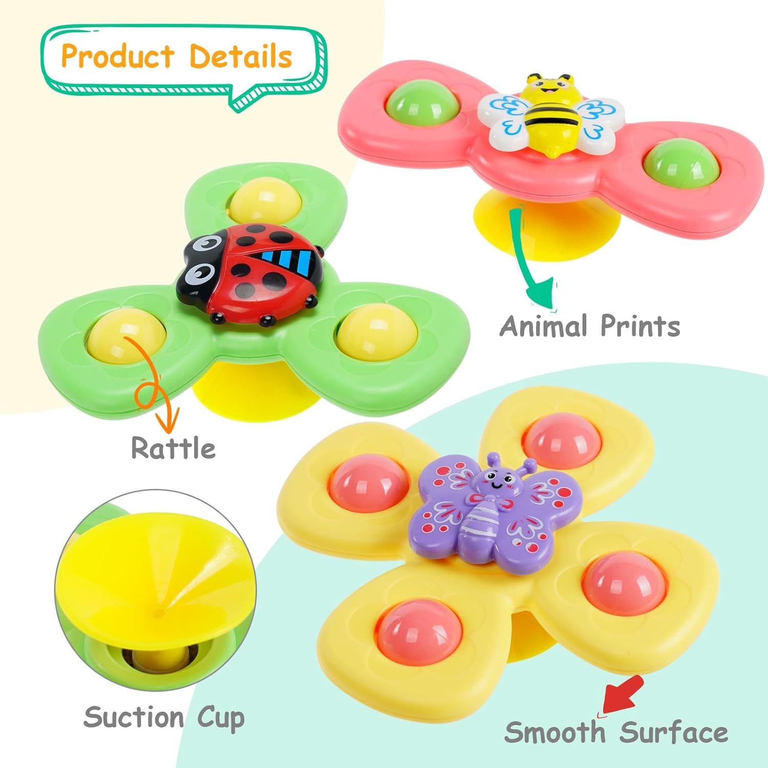 Thumbnail 1 de Ainiv 6PCS Suction Cup Spinner Toy Set for Babies (Bath & Travel Sensory Spinners)