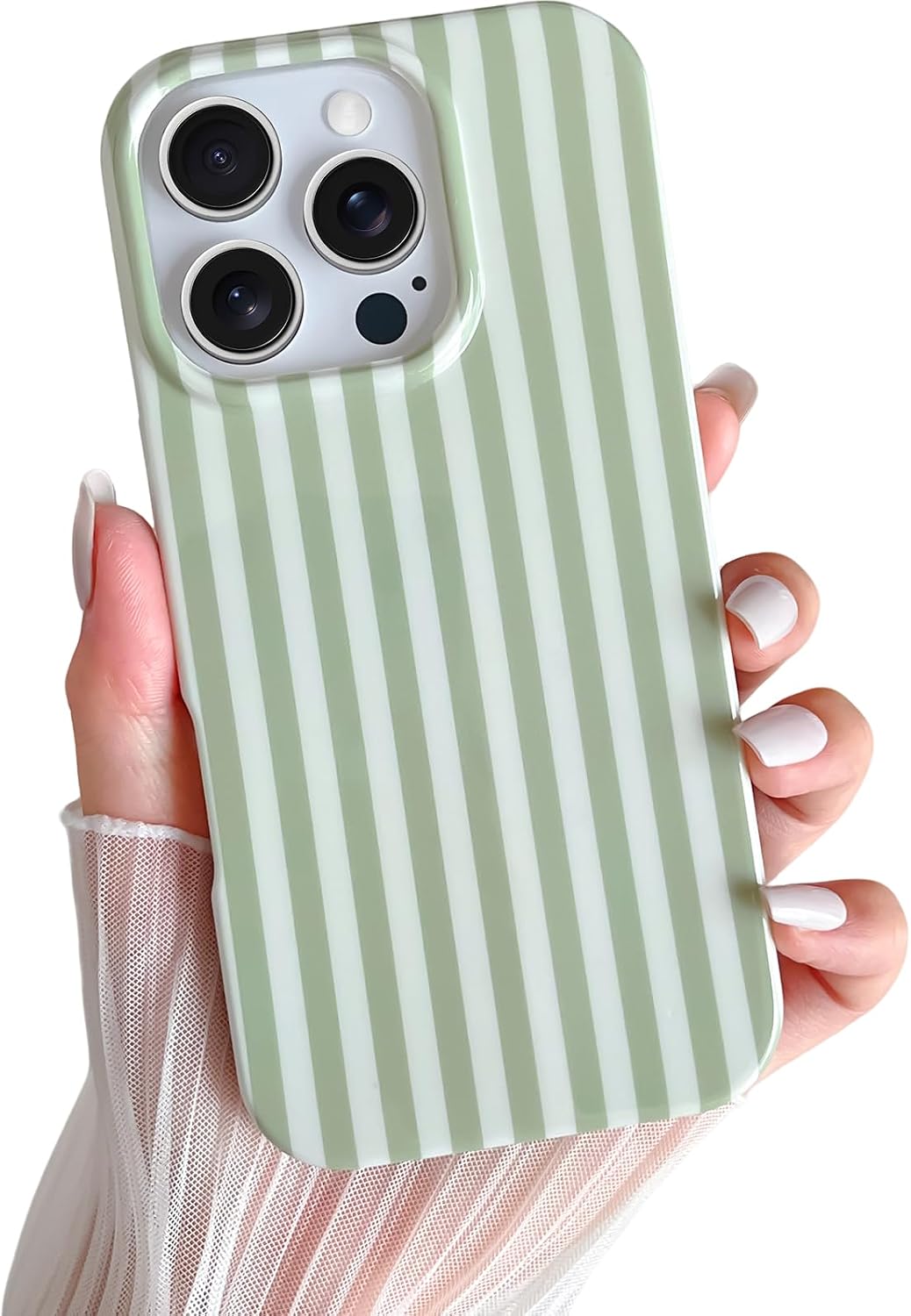 Detalle de Yeddabox YBX-IP16PMAX-SG-ST iPhone 16 Pro Max TPU Case, Sage Green Stripes