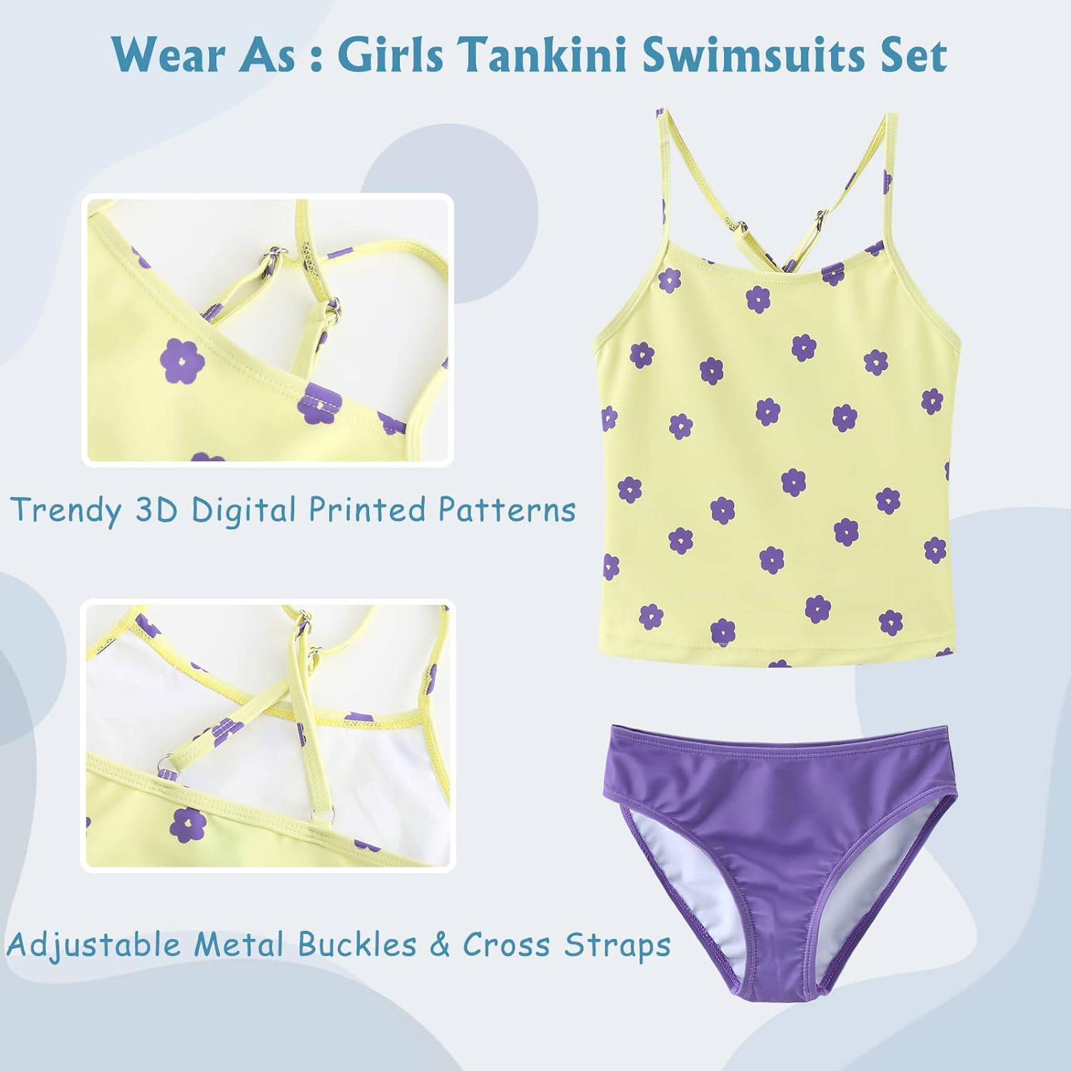 Thumbnail 3 de Girls Swimming Costume 3 Piece Rash Guard Set 5–16 Years