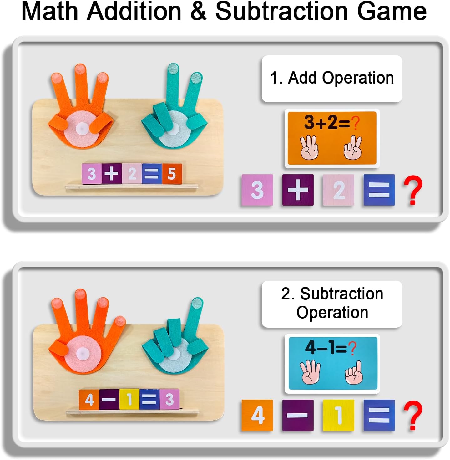 Detalle de YATOSEEN Montessori Math Toy for Kids – Wooden Counting & Addition Subtraction Board