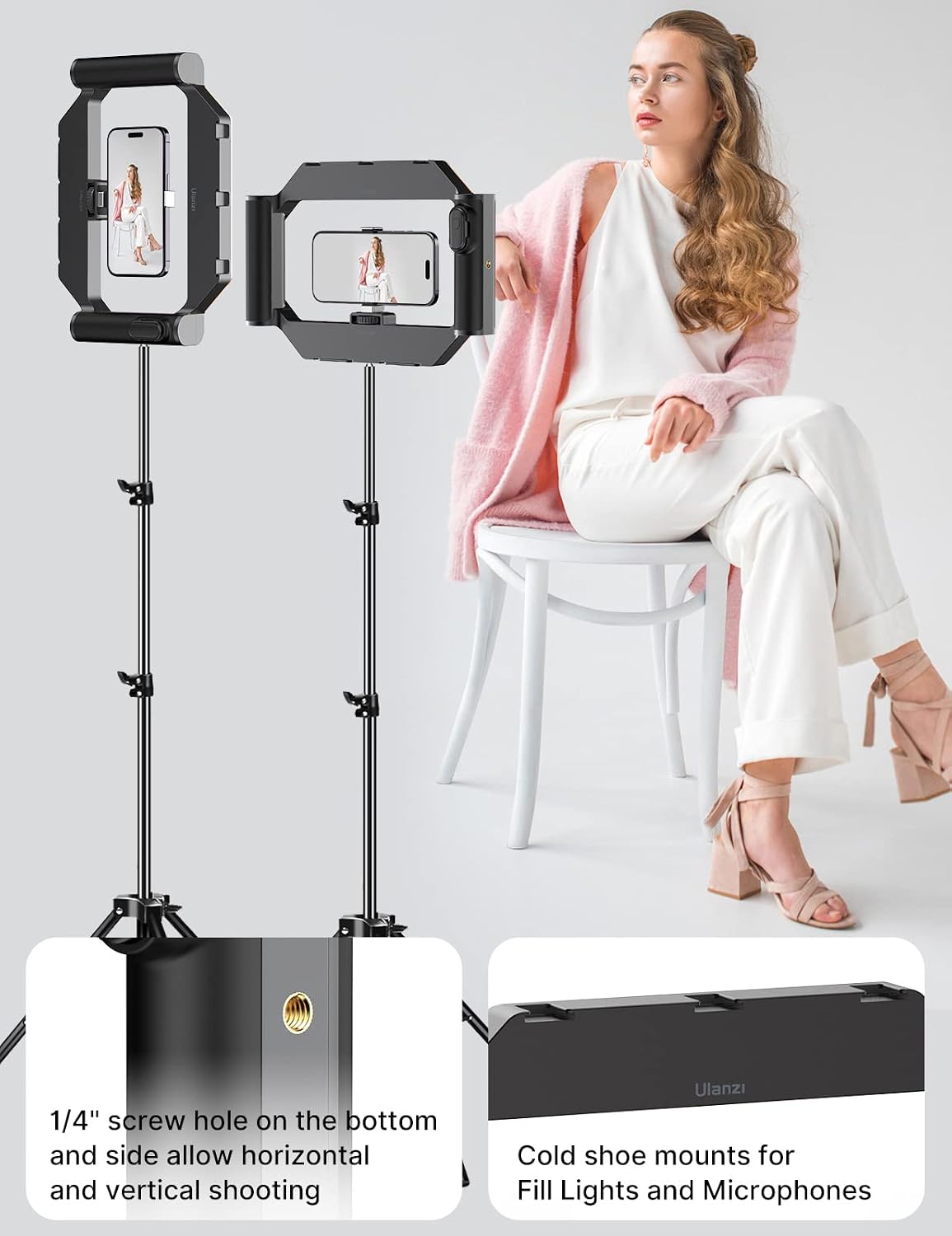 Thumbnail 5 de ULANZI U-Rig Smartphone Video Rig avec lumière (2500K-9000K) et stabilisateur pour téléphone 4-7 pouces