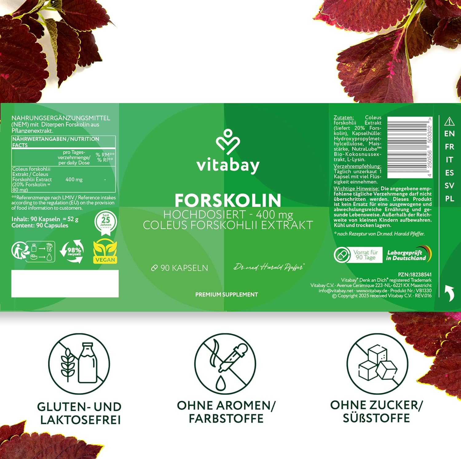 Thumbnail 6 de Vitabay Forskolin 400 mg – 90 vegane Kapseln