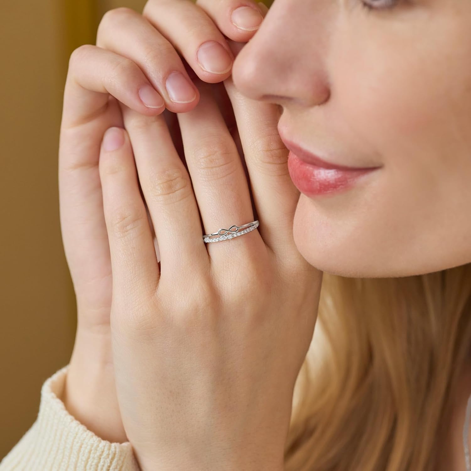 Detalle de Amor Ring 925 Sterling Silber Damenring mit Zirkonia – Infinity-Symbol, Geschenkverpackung