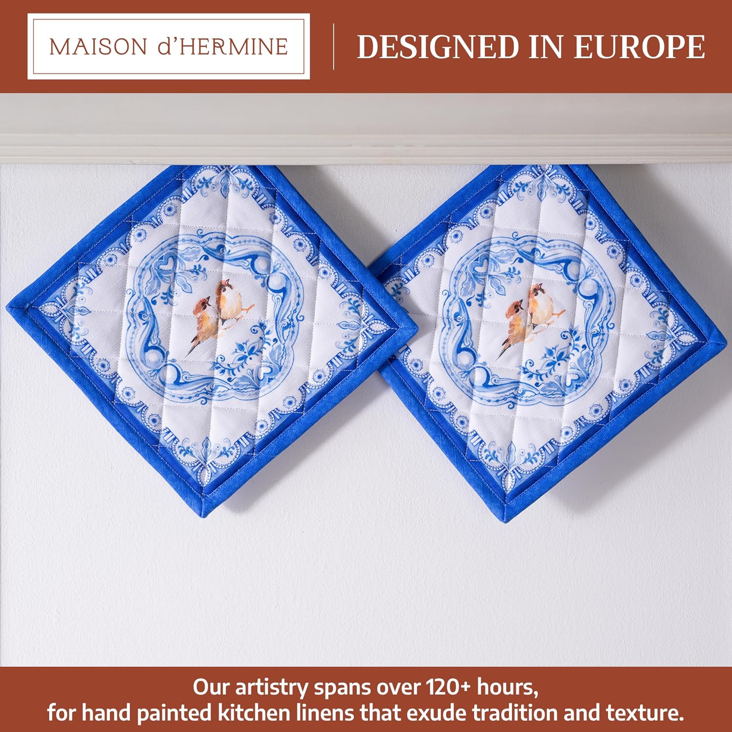 Detalle de Maison d'Hermine Topflappen-Set (2er-Pack) aus 100% Baumwolle, hitzebeständig, 20 x 20 cm